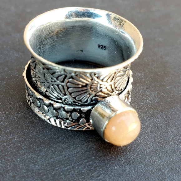 New Natural Sunstone 925 Silver Spinner Ring. - Picture 2 of 16